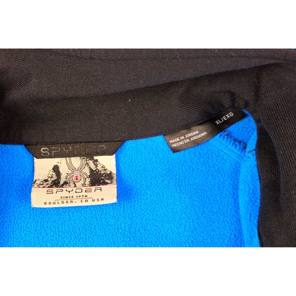 Spyder Men's Blue Black 1/4 Zip Fleece Pullover Athletic Sweater XL - Picture 8 of 8